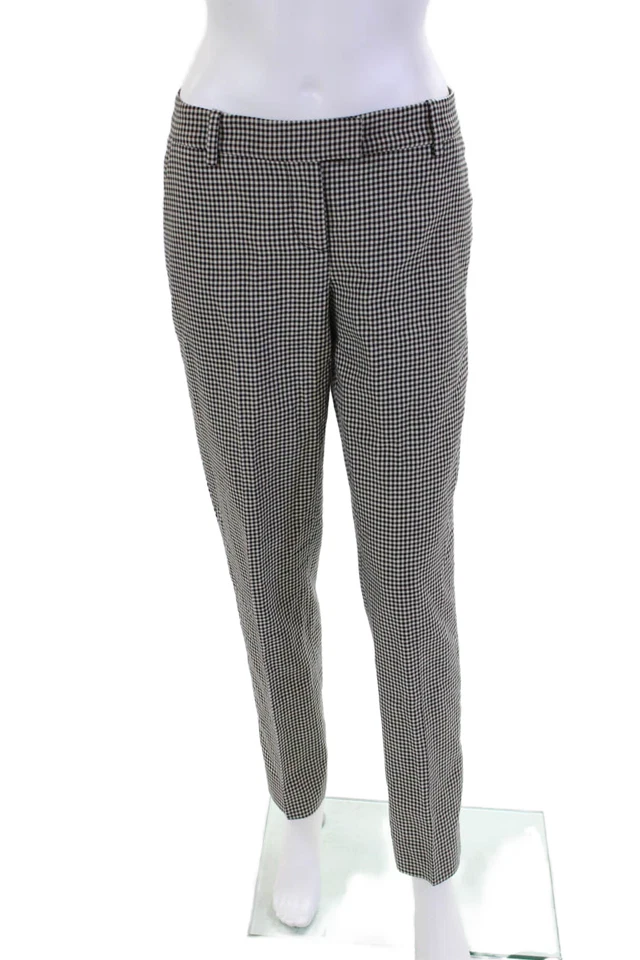 Pantalones de vestir Oscar de la Renta para mujer a cuadros arrugados negro blanco lana talla 2 Foto 1 de 4