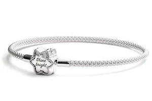 New LIMITED EDITION Pandora Moments Shine Bright Snowflake Mesh Bangle 17cm - Picture 1 of 3