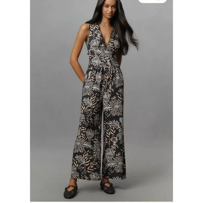 Farm Rio x Anthropologie Printed V-Neck Jumpsuit Large - Image 1 of 4