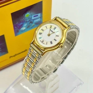 BURBERRY Watch Quartz Gold Silver White Shell Dial Women's Vintage Authentic - Picture 1 of 17