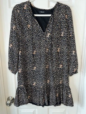 Vestido corto Madewell poliéster negro seda fiesta cachemira manga larga para mujer’s Foto 1 de 4