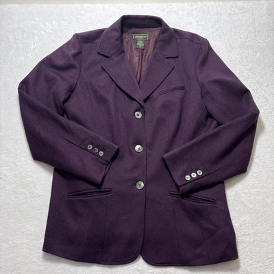 Blazer Eddie Bauer para mujer talla XLT lana/angora pelo de conejo púrpura elegante #128 Foto 1 de 4