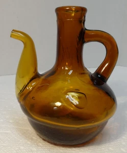 Amber Glass 5” Spouted Cruet Bottle Vintage - Picture 1 of 9