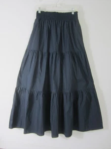 New Skies Are Blue Womens S Navy Blue Cotton Tiered Maxi Skirt Gathered Boho - Picture 1 of 8
