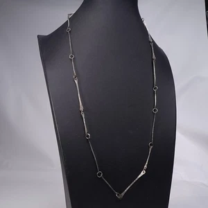 Vintage Modernist Sterling Silber Bar Link Halskette - Bild 1 von 12