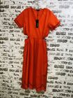 For Cynthia L Fit-Flair Dress Cottage Core Eyelet Cut-Outs￼ Scallop Edge Orange