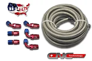 AN12 -12AN AN-12 Fitting Swivel Stainless Steel Braided Fuel Line Hose +12FT Kit - Bild 1 von 6