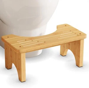 Bamboo Toilet Stool, Wooden Squatting Potty Stool for Adults, 7 Inch Toilet Stoo - Picture 1 of 7