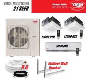 YMGI 42000 Btu Ductless Mini Split AC Heat Pump Cassette and Wall Mixed StyleLSK - Picture 1 of 18