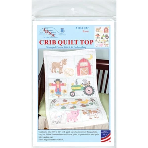 Jack Dempsey 4060 887 Stamped White Quilt Crib Top 40"X60"-Barn - Picture 1 of 1