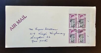 Bermudas Cubierta Reina Isabel II 6d BLOQUE CORNOR de 4 Estampillas con PLACA #1 a Nueva York Foto 1 de 4