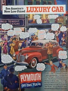 1941 vintage Plymouth print ad, cool art, Pre World War ll - Picture 1 of 1