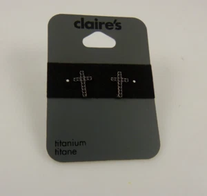 Cruz Titanio Pendiente Pendientes Postes Cristal Negro Pascua Religioso - Imagen 1 de 6