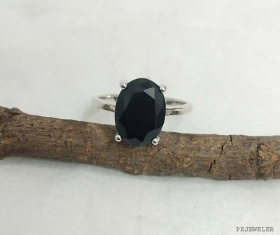 Attraente anello con pietre preziose in onice nera gioielli in argento sterli... - Immagine 1 di 4