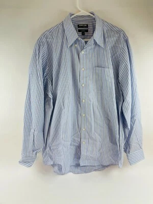 Kirkland Signature Shirt Men's 17-36/37 White Blue Striped Non-Iron Button Down - Image 1 of 4