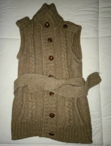 Women's wool Brooklyn Industries medium sleeveless thick cable knit sweater tie - Picture 1 of 9
