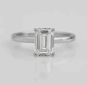 Anillo de aniversario para mujer 1,00 quilates corte esmeralda diamante cultivado en laboratorio oro blanco de 14 k - Imagen 1 de 7