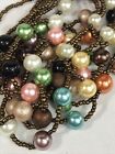 Long Layering Pearl Style Beade Necklace Multi Strand Copper Beads Colorful