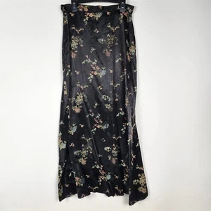 Falda vintage de satén floral negra 35 y 10 para mujer cintura 28" - Imagen 1 de 7