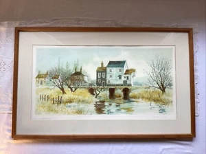 VTG Framed Signed Litho Print British Artist Jeremy King English Cottage Farm - Picture 1 of 14