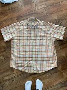 100% Cotton, XL, John Ashcroft Button Down Short Sleeve Shirt, Yellow, Red - Picture 1 of 9