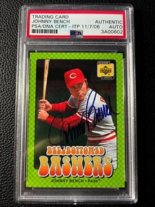 Johnny Bench 2001 Upper Deck Decade 1970's Bashers Signed Autograph PSA DNA - Picture 1 of 2