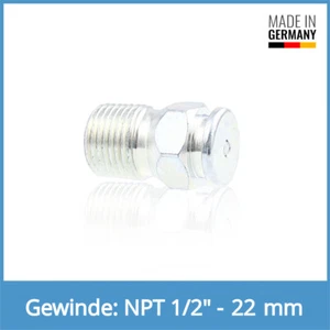 DIN 3404 M22 NPT 1/2" Stahl verzinkt mit Stabventil 60° Flachschmiernippel - Picture 1 of 1