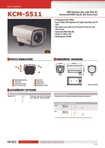 CAMARA CCTV Acti BOX IP Ext 2MP Lente Z 22X Ir20m mod.KCM-5511 - Imagen 1 de 7