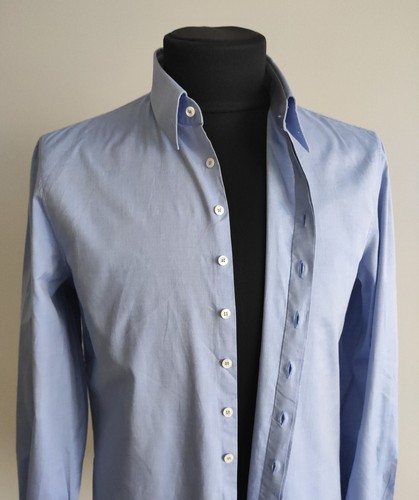 DSQUARED2 Camicia elegante uomo Dsquared Tailor blu cotone manica lunga polsino francese taglia IT 56