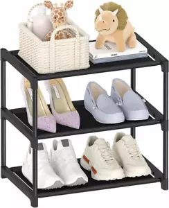 3 Tier Small Shoe Rack, Narrow Stackable Kids Toddler Adult Shoe Storage Organiz - Picture 1 of 12