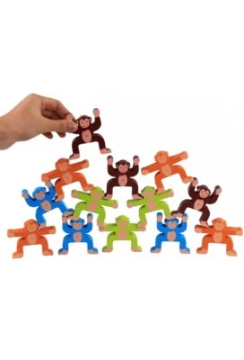 Nuevo, Madera, Juego de Apilamiento de Monos, Motor Fino, Educativo, Toodler, Foto 1 de 4