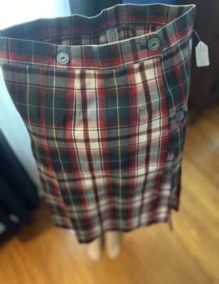 FALDA COLEGIALA VINTAGE AÑOS 70 Deadstock Talla 14 Rojo/Verde Cuadros Foto 1 de 4