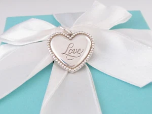 TIFFANY & CO SILVER LOVE HEART BEAD CHARM PENDANT - Picture 1 of 4