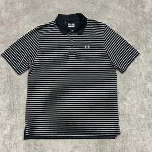 Camisa Polo Under Armour Para Hombres XL Negra Blanca Rayas Rendimiento Golf Suelta - Imagen 1 de 9