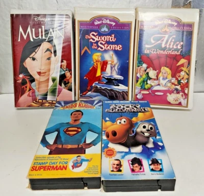 Lot Of 5 Childrens VHS Movies Classics Disney Superman Rocky Mulan - Image 1 of 4