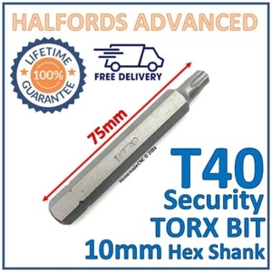 Broca de seguridad Halfords Advanced T40 Torx 10 mm vástago hexagonal 75 mm de largo - nuevo P&P gratis - Imagen 1 de 5