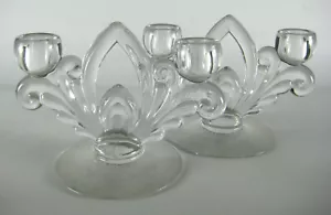 Cambridge Wildflower Transparente 2 Candelabros Portavelas Flores Grabadas - Imagen 1 de 1