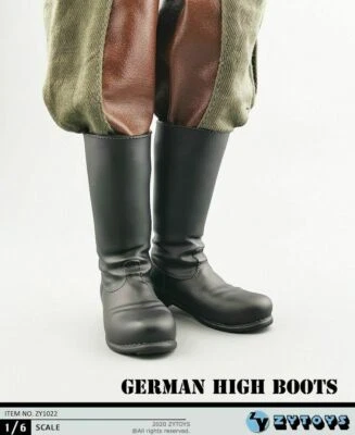 1/6 WWII German Black High Boots Clothes Fit 12" Male Soldier Figure Body Toy - Image 1 of 4