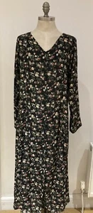 1980er langes Kleid mit Blumenmuster und kleinem Druck von Lippenstift, Größe 21,5" von Achsel zu Achsel, neu mit Etikett - Bild 1 von 11