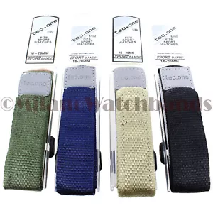 16-20mm Tec One Nylon Sport Wrap Hook&Loop Mens Band - Olive Navy Khaki or Black - Picture 1 of 17