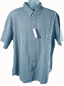 Ralph Lauren Chaps 2XL blau Seersucker gestreift Kurzarm Hemd mit Knopfleiste NEU - Bild 1 von 7