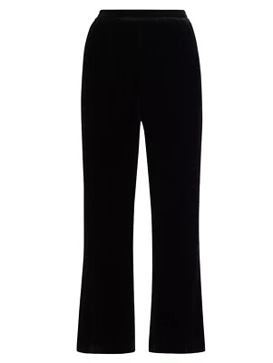 $345 ELIE TAHARI The Veronica 天鹅绒阔腿裤 M 黑色弹性腰围 — 第 1/4 张图片