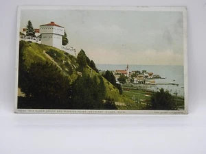 Postkarte altes Blockhaus & Mission Point Mackinac Island Mich verschickt 1927 G859 - Bild 1 von 2