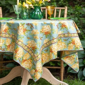 April Cornell Valley of Flowers & Birds Tablecloth 54 x 54 Breakfast Cloth Mist - Picture 1 of 5