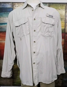 Bimini Bay Button Down Fishing Shirt Men's XL Beige Long Sleeve Roll Tab Vented - Picture 1 of 5
