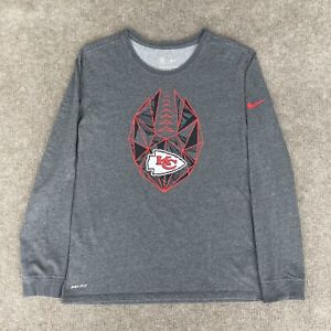 Nike Tee Kansas City Chiefs Adult M Football Shirt Long Sleeve Dri-Fit Gray