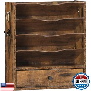 HOOBRO Wall File Organizer, Mail Organizer Wall Mounted, Wooden Literature Or - Picture 1 of 5