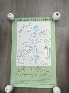 affiche ancienne originale Picasso 1960 bol d'air des gamins de Paris - Picture 1 of 5