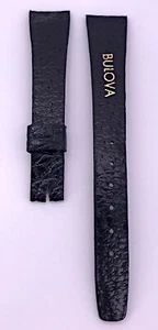 Bulova Vintage Band Strap Black Leather Strap Genuine 12 13 14 15 mm - Picture 1 of 4