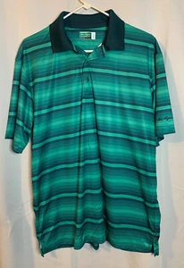 Camisa polo para hombre Ben Hogan Performance talla L - verde a rayas manga corta EF - Imagen 1 de 3